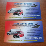 Malwi-Trans - wizytówki, kreda mat 350g/m2, kolor 4+0, folia błysk, offset